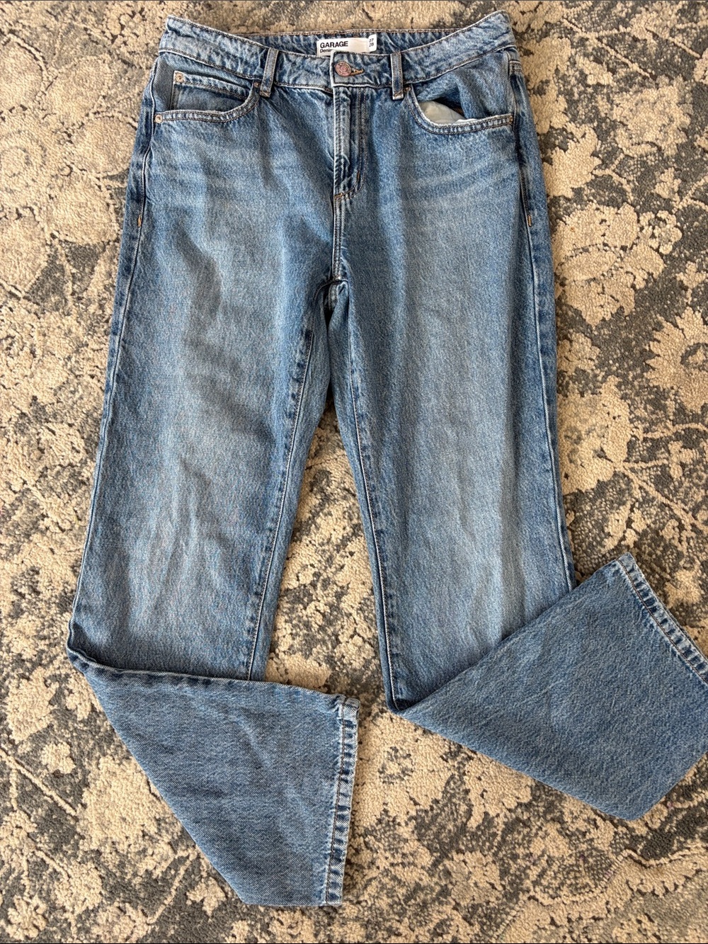 Garage Medium Blue High-Rise relaxed Straight Jeans organic cotton
